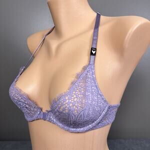 New Victoria’s Secret Very Sexy Unlined Plunge Bra 30A Purple Pearl Racerback